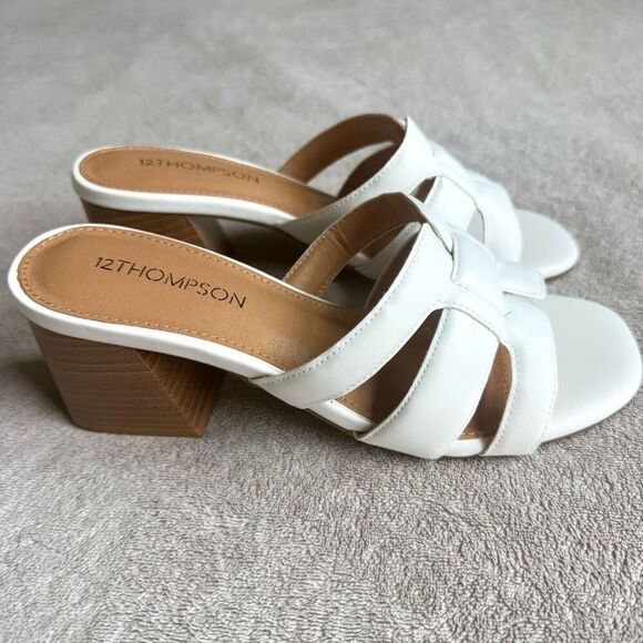 12Thompson White Infused Slide Sandals - Picture 3 of 10